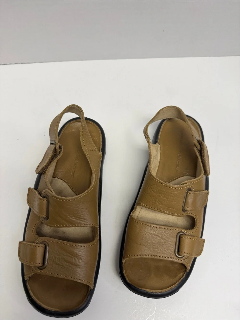Women's Tan Leather Adjustable Strap Sandals
